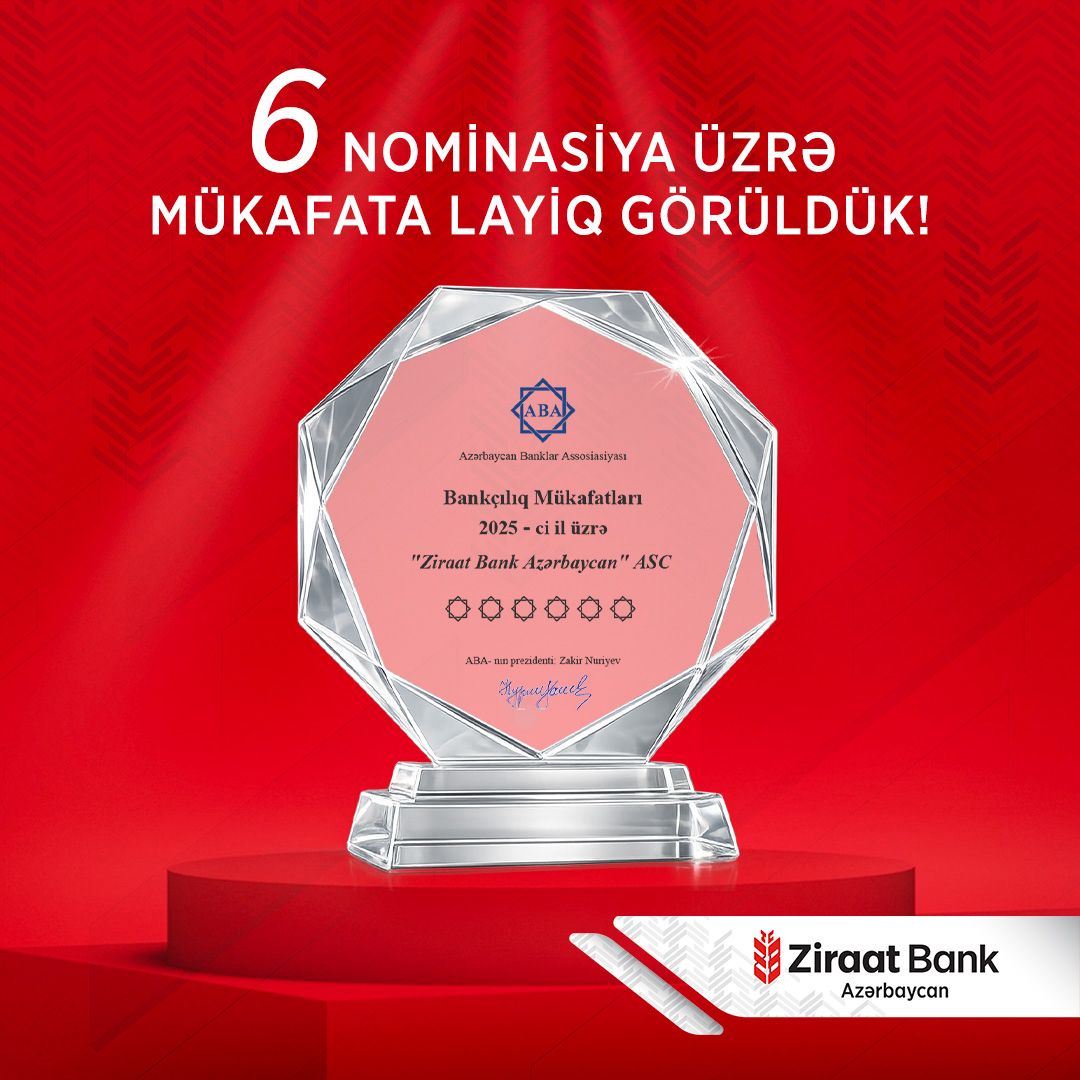 Ziraat Bank Azərbaycan ABA tərəfindən 6 nominasiya üzrə mükafatlandırılıb.